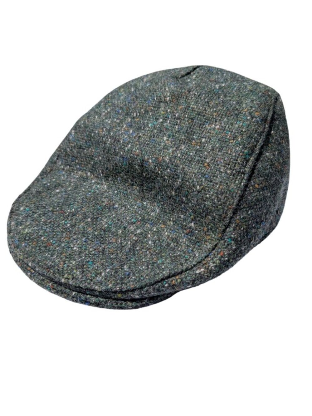 Vintage Hanna Hats Donegal Tweed Flat Cap XL Green Salt Pepper Wool Ireland